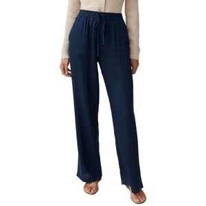 J. McLaughlin Navy Blue Surya 100% Linen Pants Medium